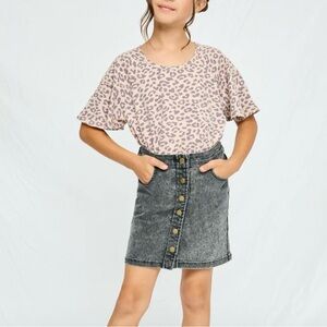 Hayden Girls Washed Button Up Denim Skirt